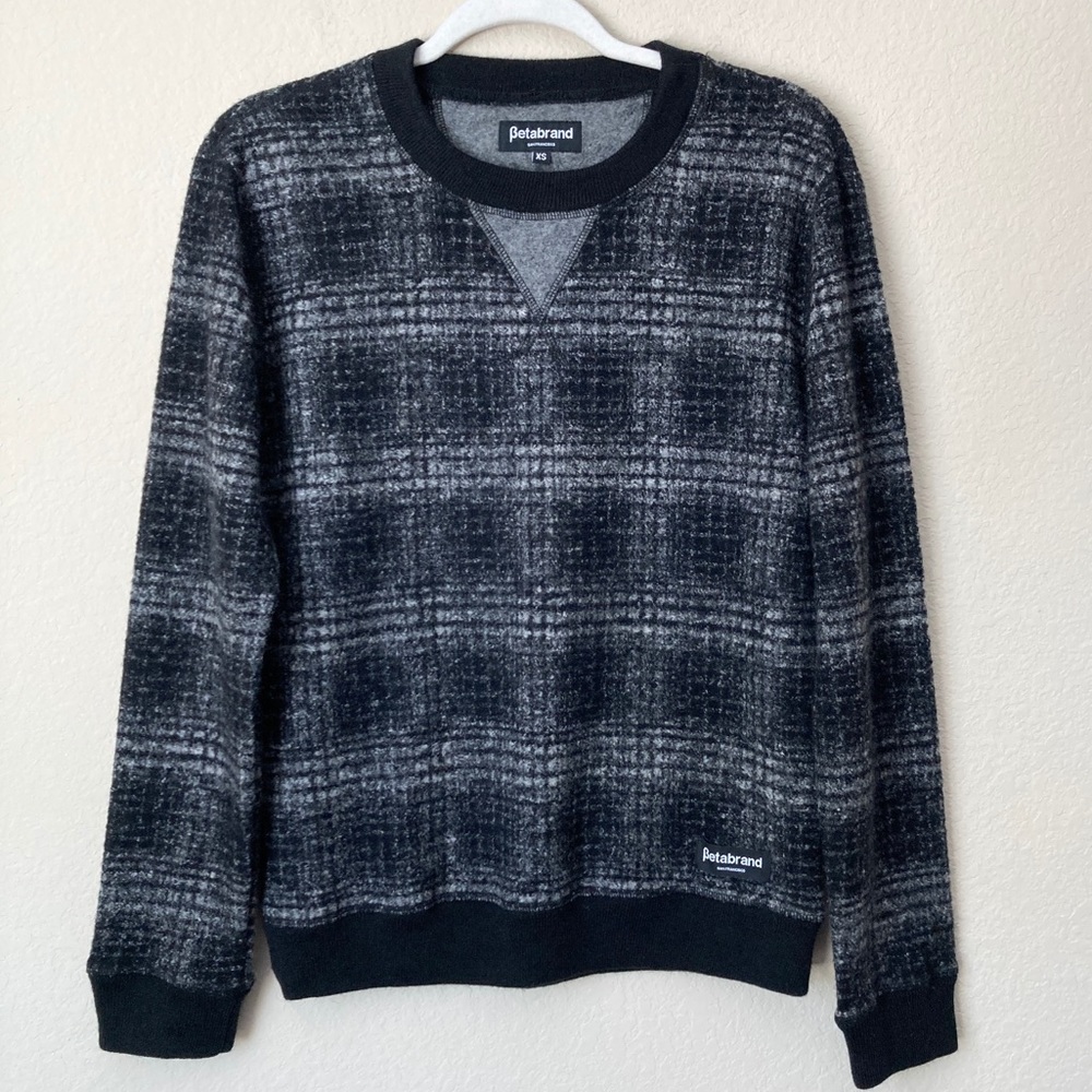 Betabrand Wool Plaid Crew Neck Sweater